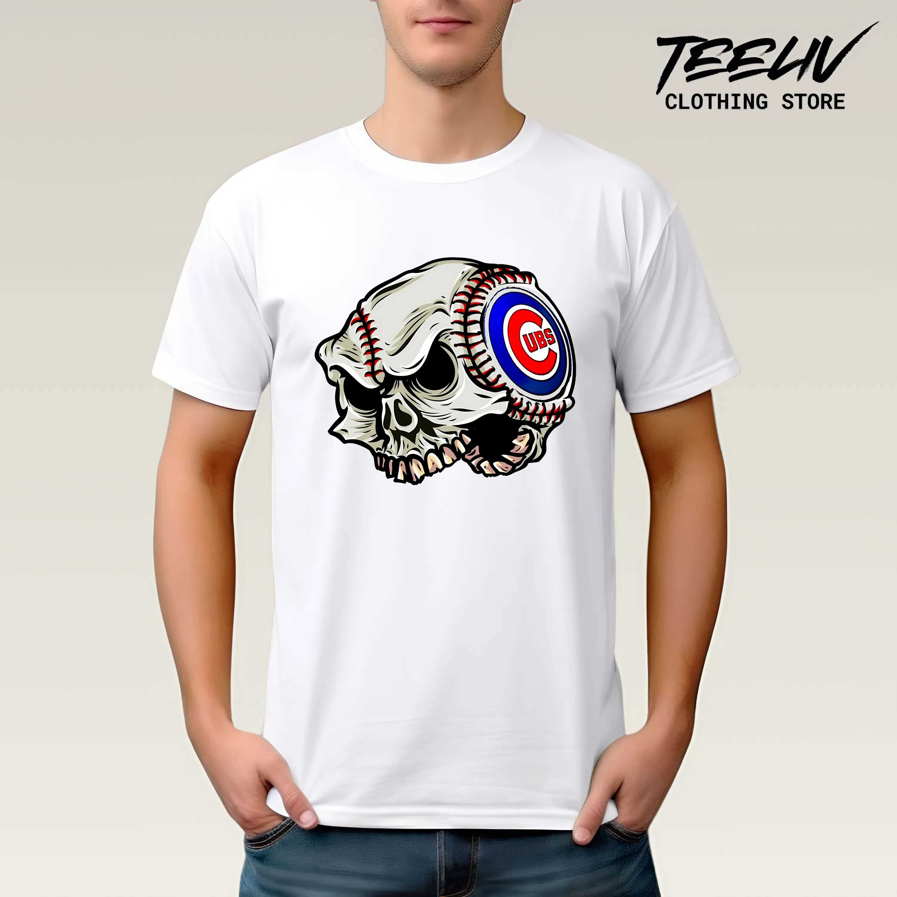 Chicago Cubs Skull Baseball Shirt